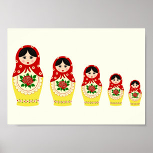 Poster Poupées russes rouges d'emboîtement de matryoshka