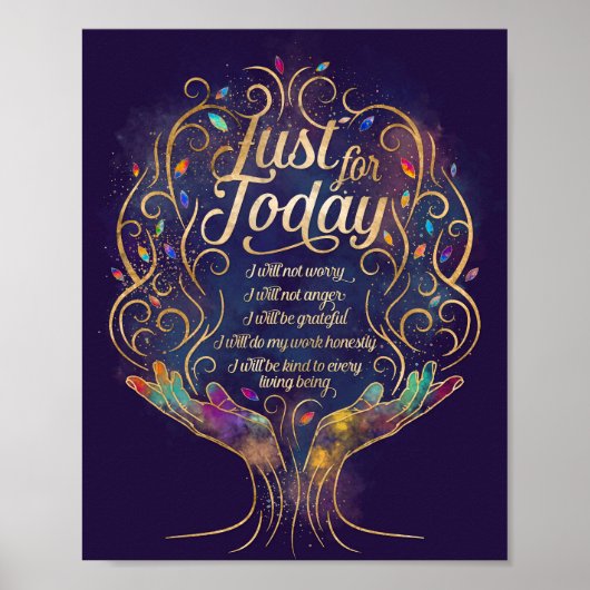 Poster Pour aujourd'hui Reiki Principes préceptes (Devant)