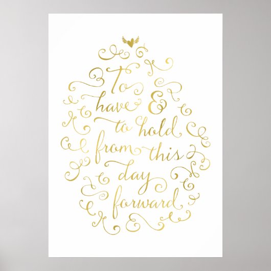 Poster Pour avoir et tenir des Vows Mariages Gold Calligr (Devant)