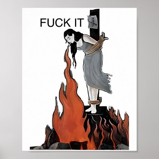 Poster Pour ça drôle - Sorcière brûle dans les flammes Fi (Devant)