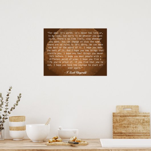 Poster Pour ce que ça vaut F. Scott Fitzgerald Citation (Cuisine)