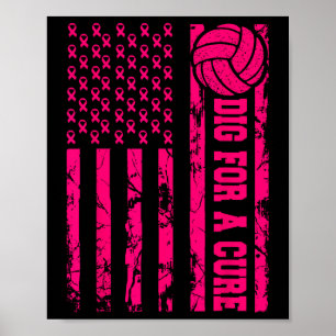 Poster Pour Cure Cancer Du Sein Volleyball Rose Américain