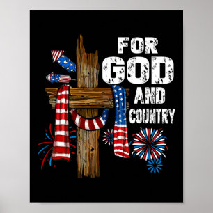 Poster Pour Dieu et pays croix chrétienne patriotique 4èm