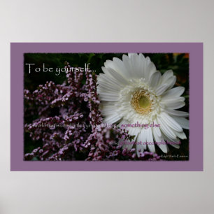 Poster Pour être vous-même blanc gerbera daisy imprimé fl