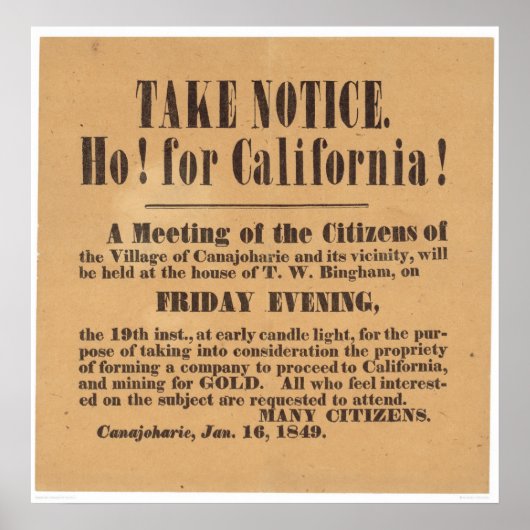 Poster Pour la Californie ! 1849 (1759A) (Devant)