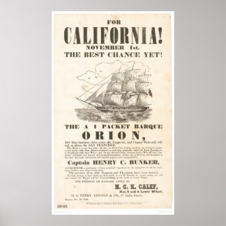 Poster Pour la Californie !..."Orion" Annonce (1281A)