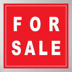 Poster POUR LA VENTE SIGNER blanc rouge