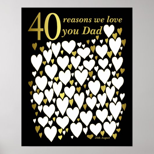 Poster pour les 40 ans de Papa - 40 raisons pour l (Devant)