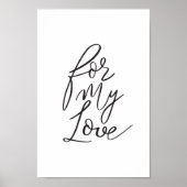 Poster Pour Mon Amour Noir Moderne Calligraphie Valentine (Devant)