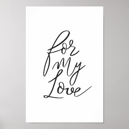 Poster Pour Mon Amour Noir Moderne Calligraphie Valentine (Devant)