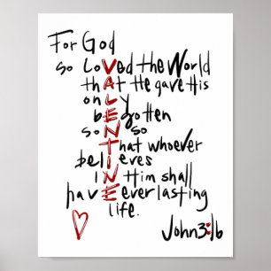 Poster Pour que Dieu a tant aimé le monde verset biblique