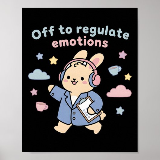 Poster Pour réguler les émotions drôle de lapin Bunny Sco (Devant)