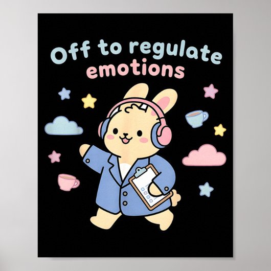 Poster Pour réguler les émotions drôle lapin scooter lapi (Devant)