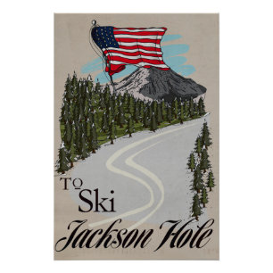 Poster Pour skier Jackson Hole