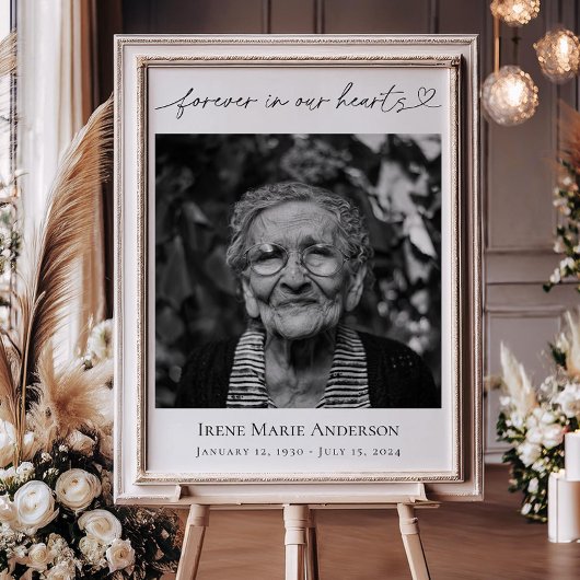 Poster Pour toujours dans nos coeurs Memorial Funeral Pho