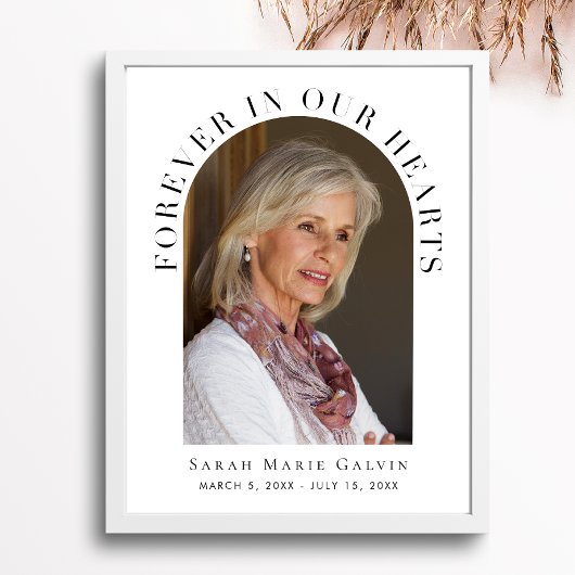 Poster Pour toujours dans nos coeurs Photo Funeral Memori