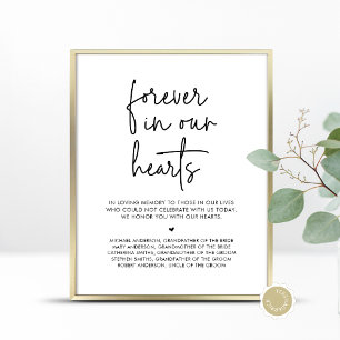Poster Pour toujours dans nos coeurs, table commémorative