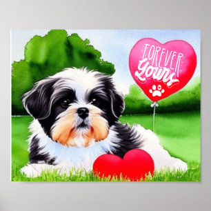 Poster Pour toujours ton Shih Tzu Aquarelle