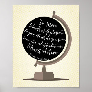 Poster Pour voyager, c'est pour vivre Citer Globe Imprime