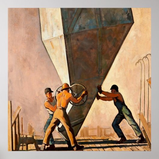 Poster "Pouring Cement Boulder Dam" par Maynard Dixon (Devant)