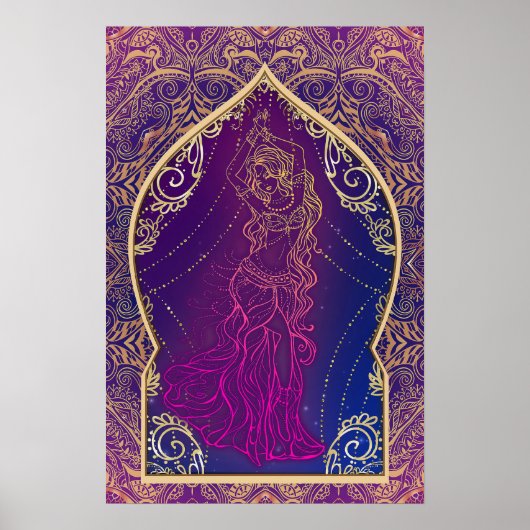 Poster Pourpre & Or Marocain Arabe Danse du Ventre Glam (Devant)