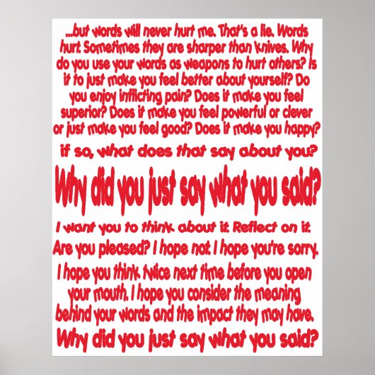 Poster Pourquoi As-Tu Juste Dit Ce Que Tu As Dit ? Affich (Devant)