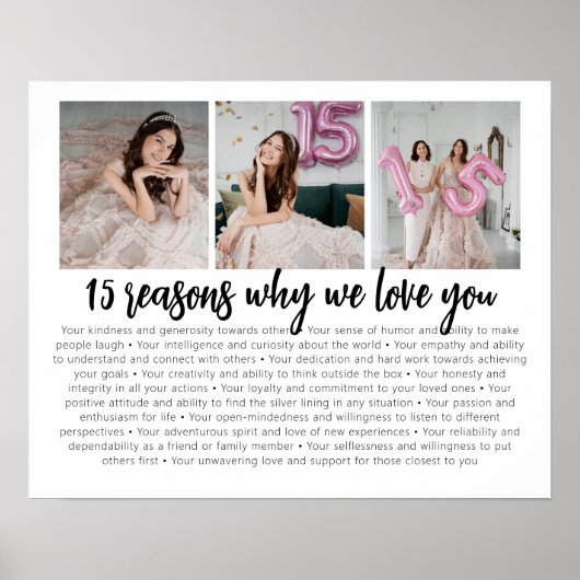 Poster Pourquoi nous vous aimons Quinceanera Anniversaire (Devant)