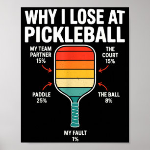 Poster Pourquoi perdre aux amateurs de pickleball hommes