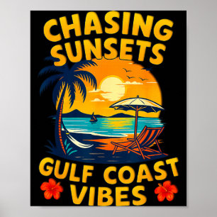 Poster Poursuivre les couchers de soleil vibrations de la