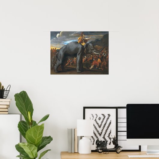 Poster Poussin - Hannibal Traversant Les Alpes Sur Elepha (Bureau à domicile)
