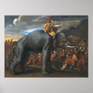 Poster Poussin - Hannibal traversant les Alpes sur un élé