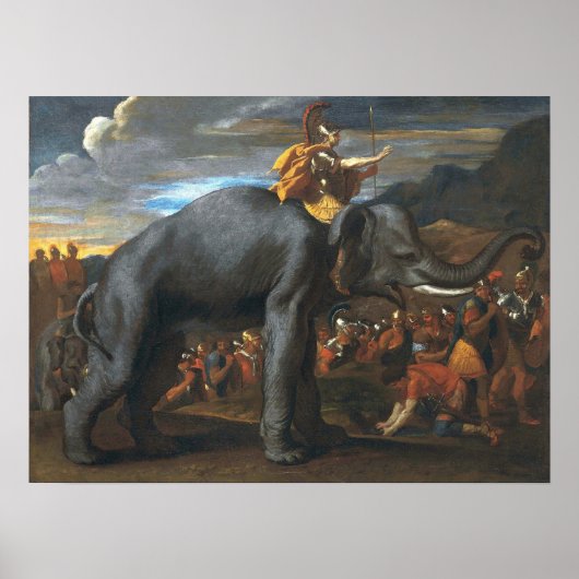 Poster Poussin - Hannibal traversant les Alpes sur un élé (Devant)