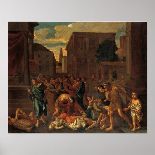 Poster Poussin - La Peste Des Philistins À Ashdod (Devant)