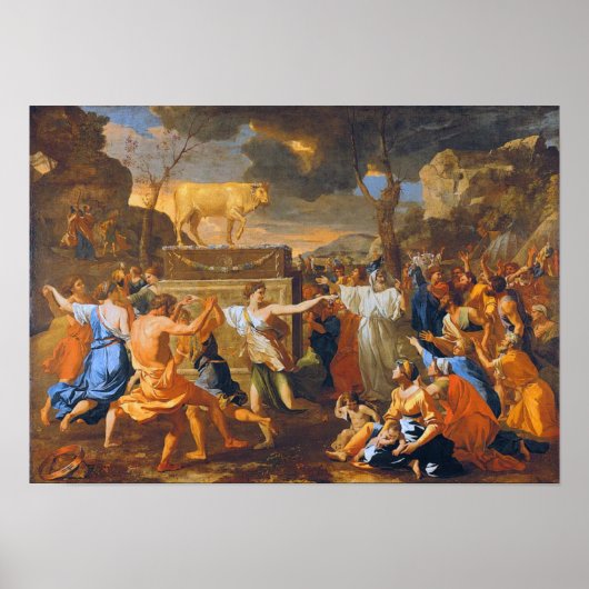 Poster Poussin L'Adoration Du Calf D'Or Grand Pour (Devant)
