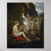 Poster Poussin - Nymphe Et Satyr Boire (Devant)