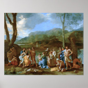 Poster Poussin - Saint Jean baptisant dans le Jourdain