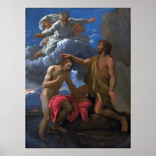 Poster Poussin - Saint Jean baptisant le Christ (Devant)