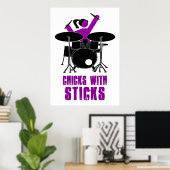 Poster Poussins avec bâtonnets (Bureau à domicile)