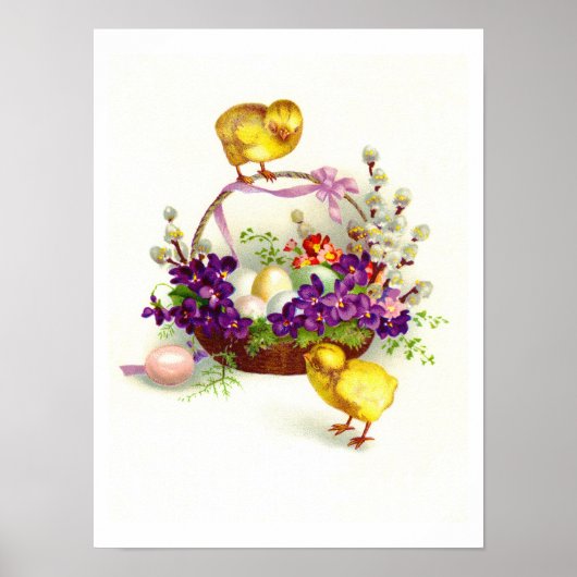 Poster Poussins et œufs de Pâques (Devant)