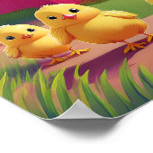 Poster Poussins joyeux de printemps dans la basse-cour (Coin)
