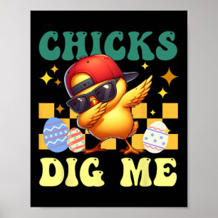 Poster Poussins Me Creuser Pâques Enfants Garçons Hommes