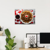 Poster Poutine canadien avec tasse de café (Bureau à domicile)