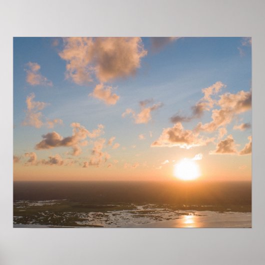 Poster Poutres de soleil, lever du soleil, ciel bleu, nua (Devant)