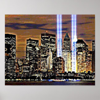 Poster Poutres lumineuses des tours jumelles New York