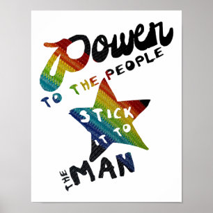 Poster Pouvoir Au Peuple (Retro Rainbow Patch)