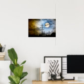 Poster Power Lines, Père Noël et Pleine lune Noël (Bureau à domicile)