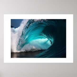 Poster Powerful Ocean Wave Majestic Blue Sea Nature