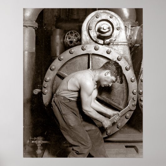 Poster Powerhouse Worker, 1920. Photo vintage (Devant)