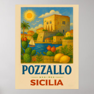 Poster Pozzallo Sicile avec La Torre Cabrera