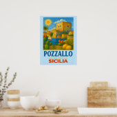 Poster Pozzallo Sicile avec La Torre Cabrera (Cuisine)